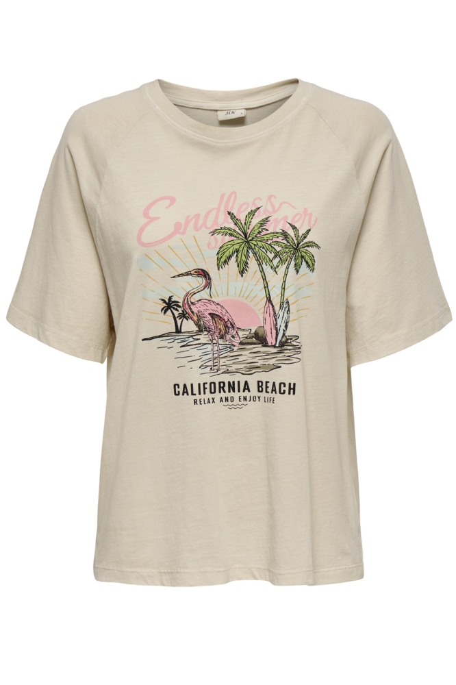 JDYFAROCK S/S OVERSIZE PRINT TOP JR 15345724 TAPIOCA